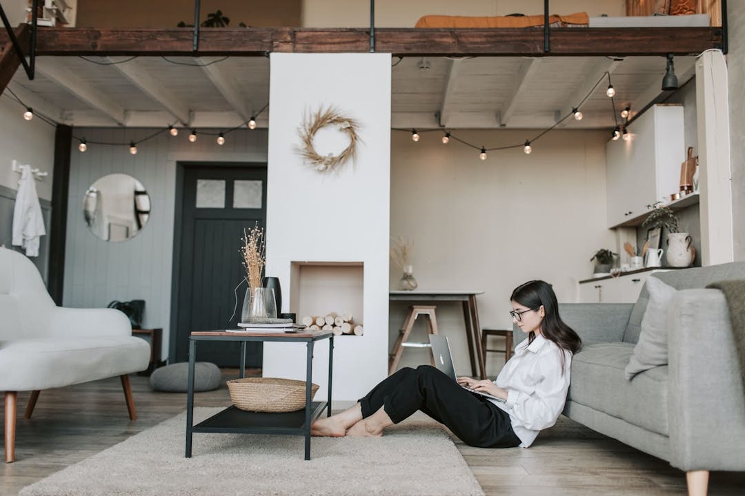 woman working at home