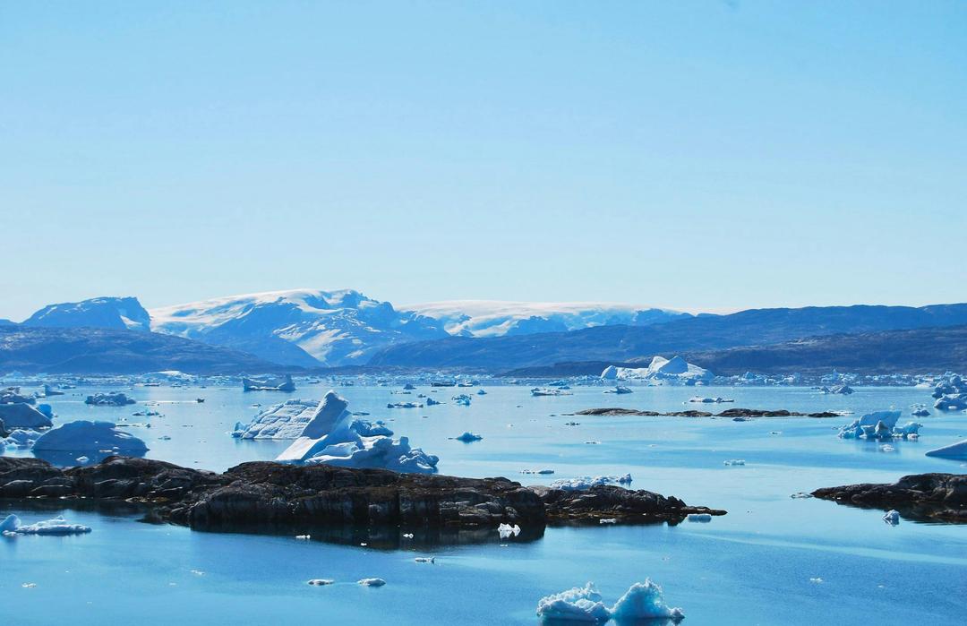 icy mountains and ocean