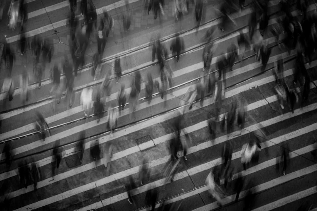 people walking on the pedestrian lane