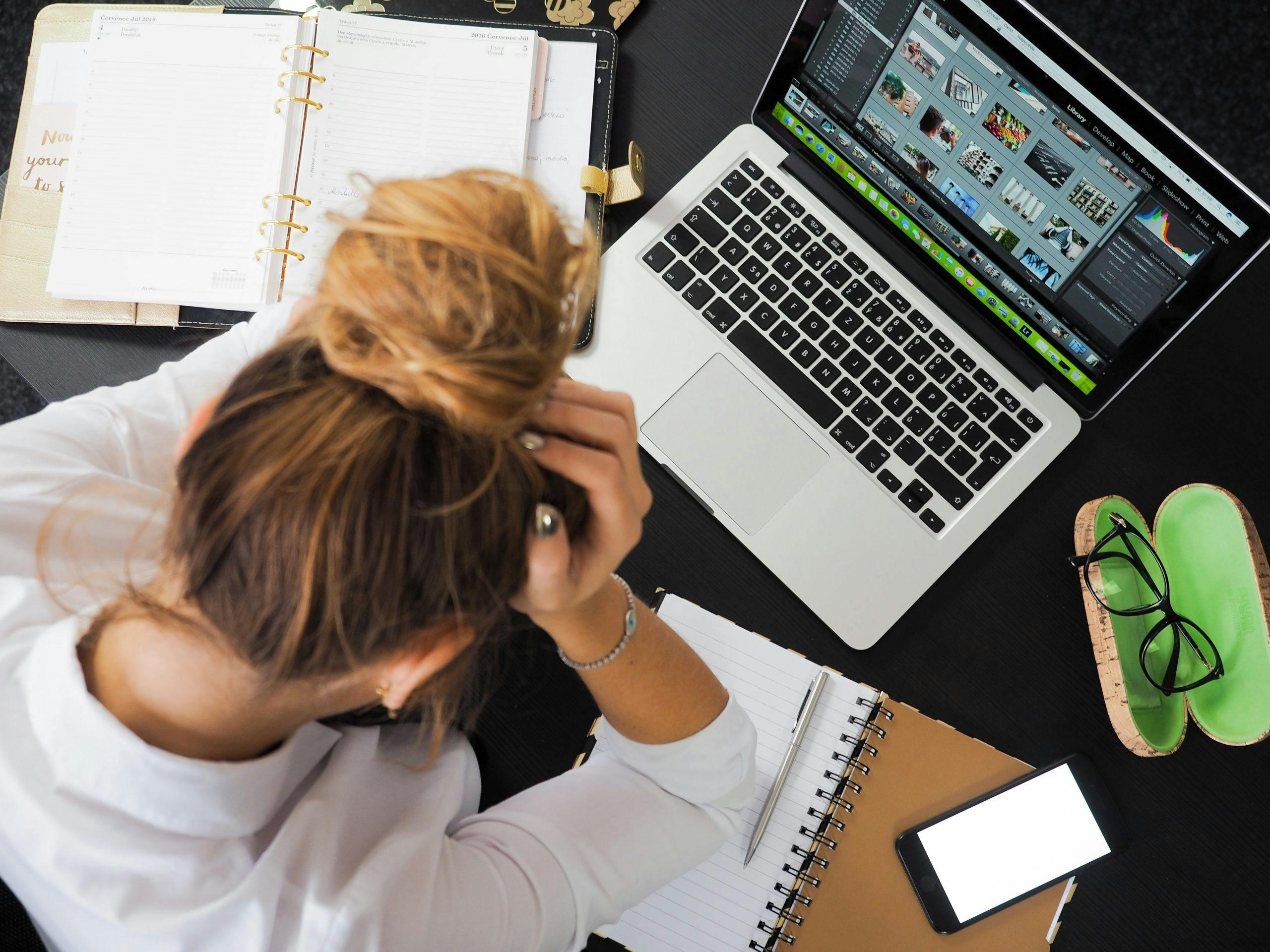 Stressed woman at work